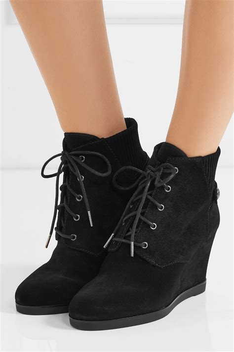 black boots womens michael kors|michael kors black suede boots.